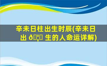 辛未日柱出生时辰(辛未日出 🦉 生的人命运详解)